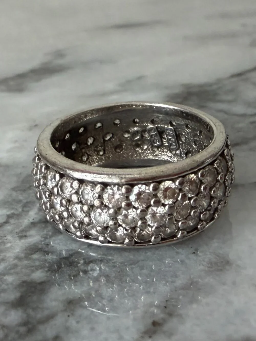 Vintage Diamonique Sterling Silver 925 Pave CZ Eternity Band - Size 5
